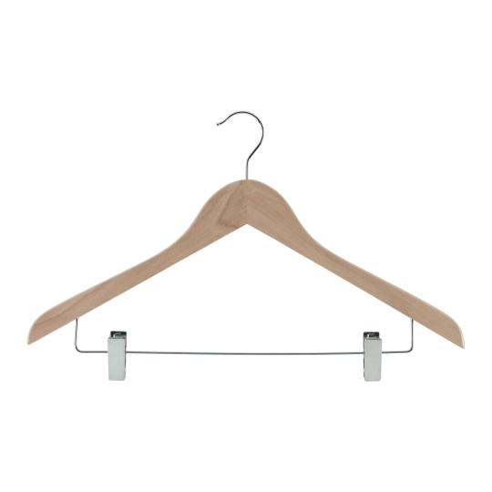 Wooden Clothes Hanger with Clips